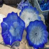 Decorative blue lotus flower glass plates flower wall art home decor