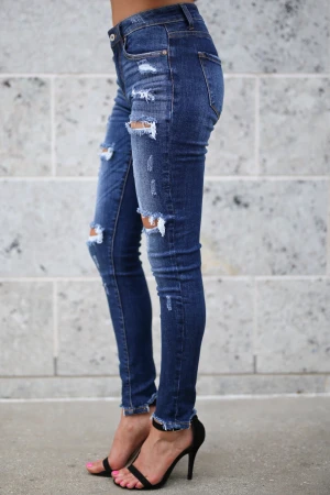 Denim Womens Juniors Distressed Slim Fit Stretchy Skinny Jeans Ripped Washed Denim Jeans Pants
