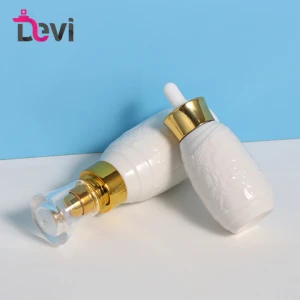 Devi White Ceramics Luxury Body Facial Cleanser Serum Lotion Bottle Cosmetic Skincare Packaging 50ml 100ml Unique Design
