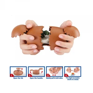 Dinosaur Toys for Kids, 2 Packs Burst Dino Eggs of Flashing Spinning Tops, Preschool Travel Toys Battle Game for Boy and Girl