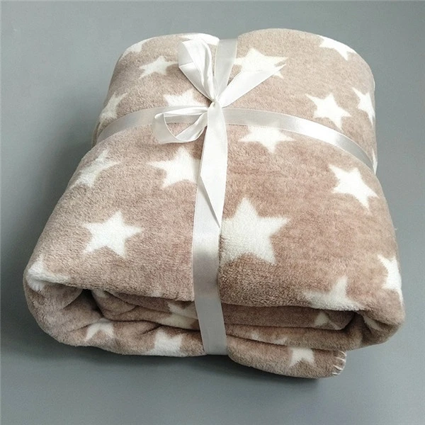 Double Sided Super Soft Plush New Born Baby Coral Fleece Blanket Cute Custom Star Design Kids Thick Flannel Polar Fleece Blanket