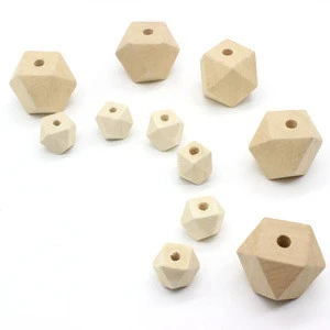 Eco Friendly 20mm 12mm Faceted Unfinished Natural Wood Hexagon Beads