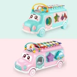 Educational baby toy bus puzzle knocking xylophone music instrument for kids