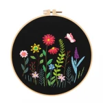 Embroidery DIY Cross Stitch Kits Flower Patterns Needlework Set with Embroidery Hoop Handmade Arts Crafts Sewing Gift