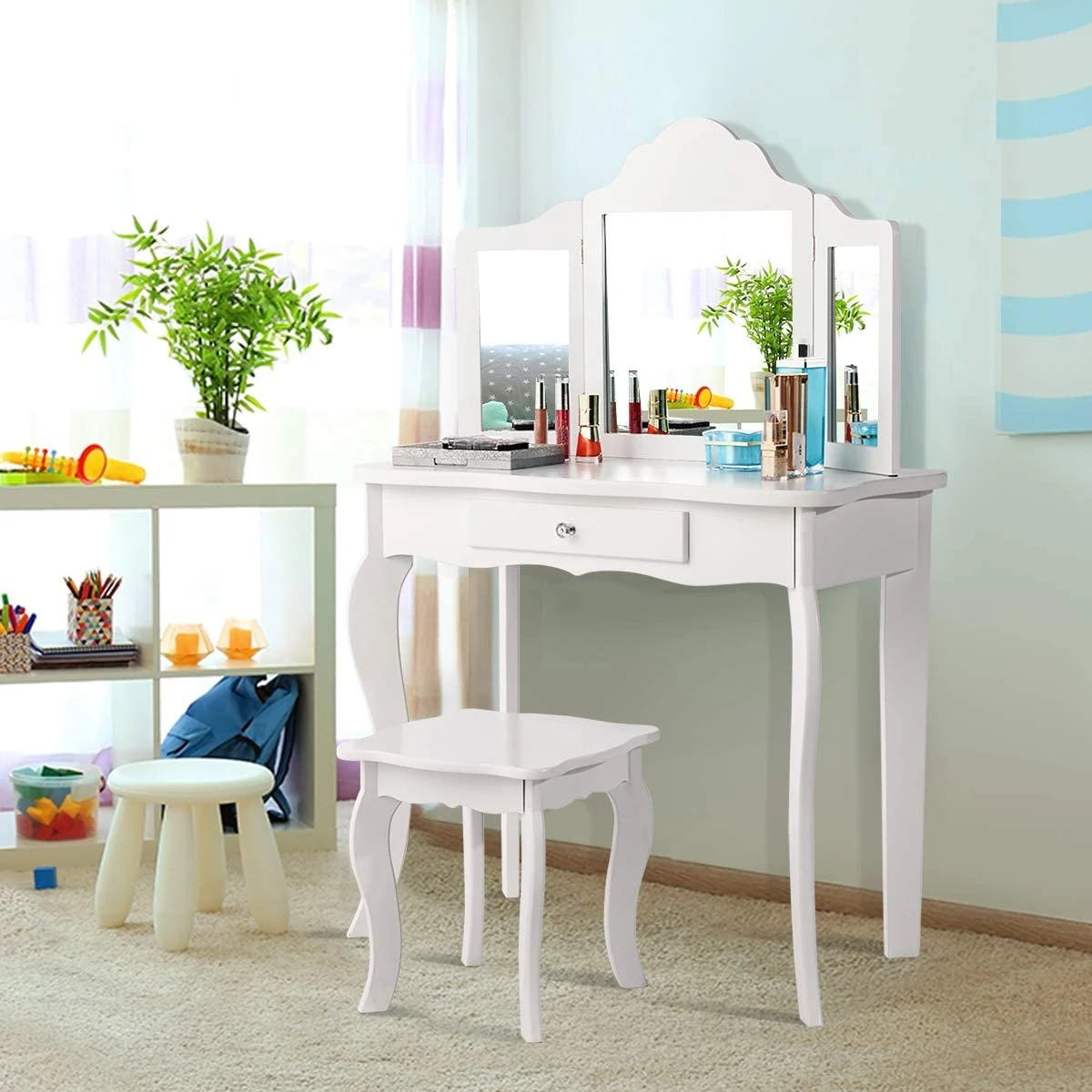 Environmental MDF bedroom set home decoration modern dressing table design mirror baby dressers