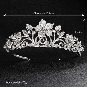 European and American retro court bride&#39;s tiara crown baroque queen rose flower rhinestone crown for wedding dress acces (KH014)