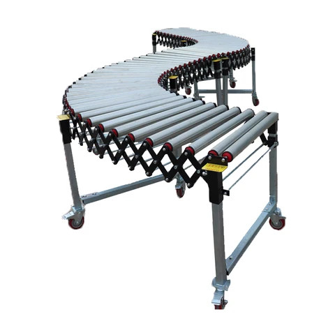 Expandable Conveyor System For Transportation / Flexible Telescopic Powered Inclined Belt Roller Conveyor Line