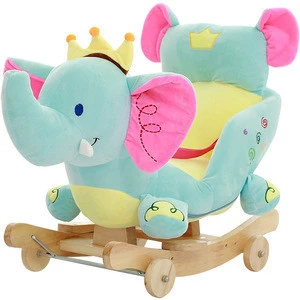 Factory audit soft rocking chair blue elephant stuffed animal baby ride on toy
