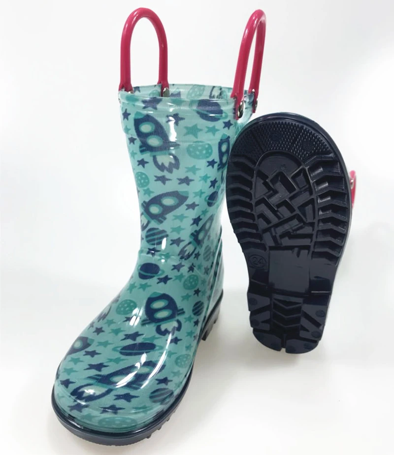 factory china wholesale most popular fashion kids 3d printing children rubber pvc rain boots