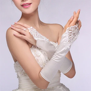 Factory Direct Supply Fingerless Lace Appliqued Bridal Gloves