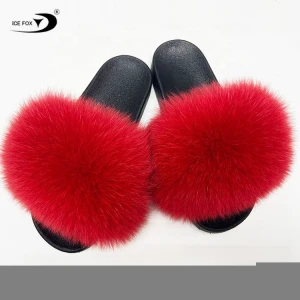 Factory direct wholesale plush warm women plush furry fur slippers