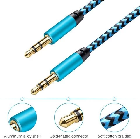 Factory Price Jack 3.5mm Audio Cable 1m Audio Aux Cable Headset Adapter Nylon Braided Male To Male 3.5mm Aux Cable