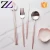 Import Fancy design pink handle gold plated international 304 stainless steel dinner fork knife and spoon flatware wholesale from China