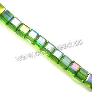 Fashion 4mm cube crystal beads in strands, garment beads wholesale