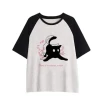 Fashion Fashion Summer Customized lady shirts clothing Cotton Mid-sleeves + Mid-clothes Home apparel Belly Protection