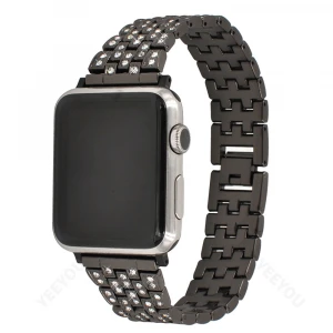 Fashion Luxury Diamonds Smart Watch Band Wrist Straps Metal Stainless Steel for Apple Watch SE 7 Series 38 40 41 42 44 45mm