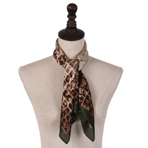 Fashion multicolor artificial silk twill snake print square neck scarf handkerchief for women
