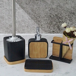 Fashion Washroom Accessories Eco-Friendly And Natural Polyresin Bathroom Bath Set