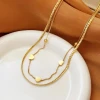 Fashionable design stainless steel heart-shaped necklace earrings gold jewelry set