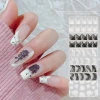 Fast delivery French Gradient Nail Stickers French Sponge Translucent Plaid Premium Black and White Smoke Gentle Nail Stickers