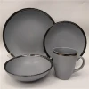 FDA Certified 16pcs Matt color glazed Metallic rim Casual Dinnerware Ceramic Stoneware Dinnerware Set
