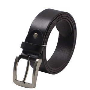 FM Brand 100% Black Cowhide Genuine Leather Belts For Man Pin Buckle Belt