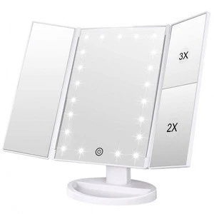 Fold Led Lighted Hollywood Vanity Makeup Beauty Cosmetic Touch Screen Makeup Mirror With Light