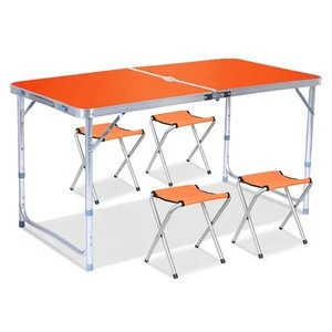 Foldable outdoor pavilion promotion exhibition table and chair combination portable aluminum alloy simple picnic table