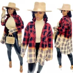 Foma S390051  New arrivals 2020 casual long sleeve t-shirt plaid shirt women