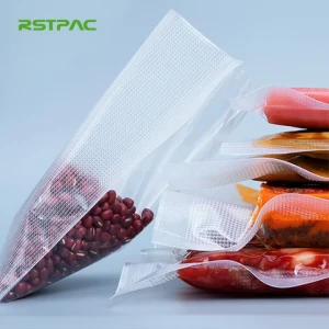 Food grade PE Nylon Custom Sizes 3-side Seal Clear Vacuum Packaging Bags Embossed Plastic Food Vacuum Bag