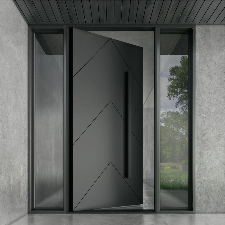 Foshan Seeyesdoor Strong Security Main Door Steel Door Elegant Black Aluminum Door