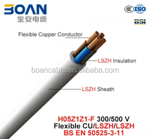 Free samples BS EN 50525-3-11 H05z1z1-F  Flexible Cu/Lszh/Lszh Electric Wire 300/500 V