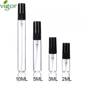 Free samples luxury 2ml 3ml 5ml 7ml 10ml  glass mist spray perfume bottle with silver aluminum cap