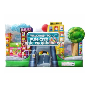 fun city theme inflatable bouncer/ jumping bouncy castle/ bounce house jumper moonwalk trampoline china supplier