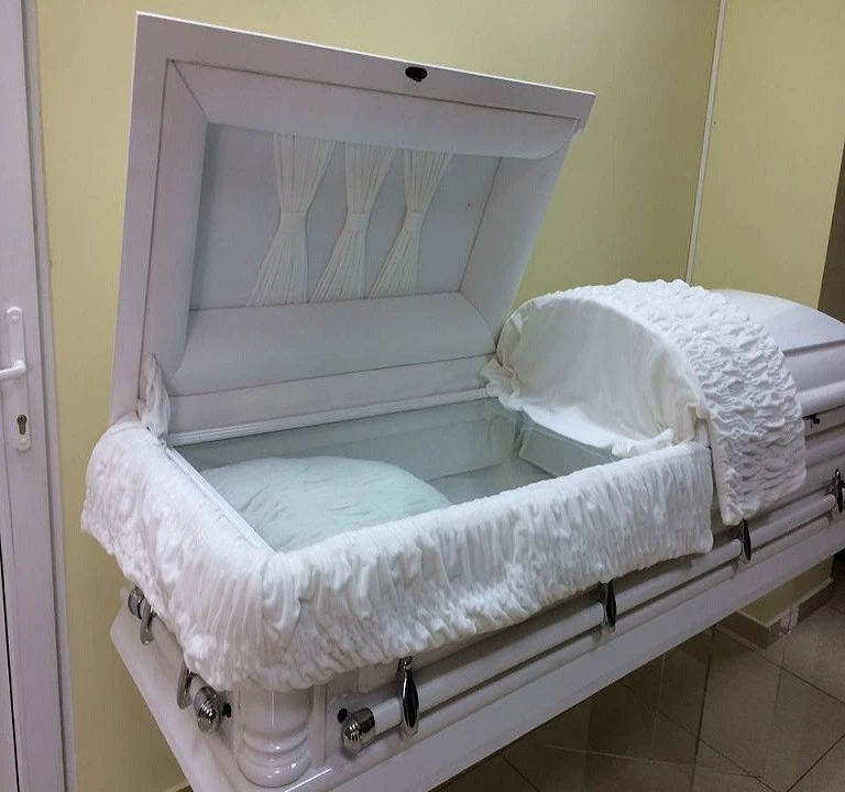 funeral supplies wholesale DUNFIELD white glass window casket