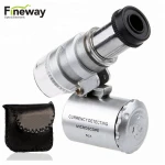 FW9882 60X Jeweller's Loupe UV Currency Detector Compact Portable Magnifying Glass Eye Lens with Illuminated LED Light