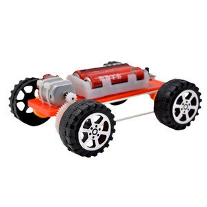 Gear belt mini four-wheel drive car DIY science experiment model toys school car assembly model competition supplies