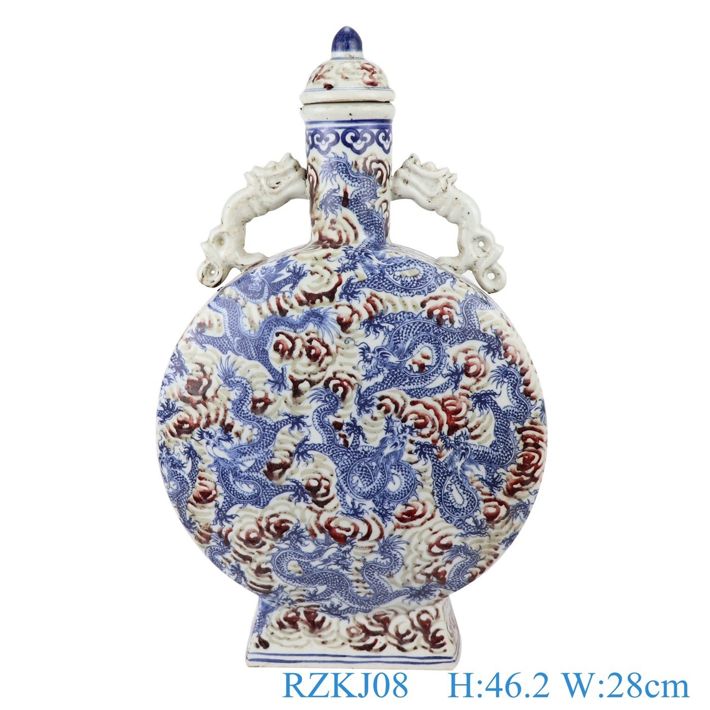 Glazed Chinese Dragon Phoenix Porcelain Antique Wine Pot with Lid
