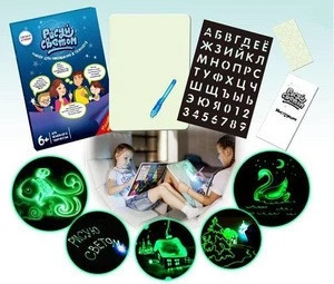 glowing professional educational  digital artist sketch pad drawing board with light in the dark