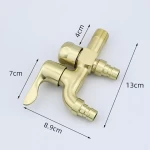 Gold Double Water Outlet Washing Machine Faucet Brass Tap Polished chrome-plated Garden Faucets Bathroom Bidet Faucet