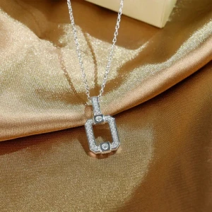 Grace Jewelry Pave Setting CZ Zircon Custom Logo Sterling Silver 925 Fine Jewelry Necklace Pendant Charms
