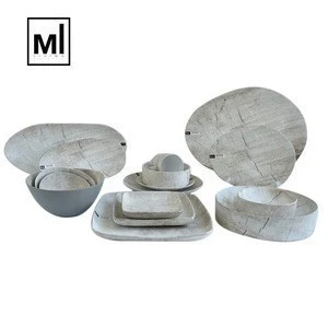 Graceful marble pattern rustic style daily used plates sets  / porcelain dinnerware set