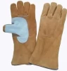 Green Lined Welding Gloves 14 lenght made Of Cow Split Leather A grade