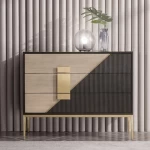 Grey black color wooden console table modern console table with 3 drawers