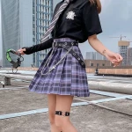 GTKZS new fashion Summer Empire Waist Korean Pleated Skirts School Plaid Mini Skirt JK Japanese style women skirt