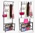 Import Hallway organizer metal coat garment rack hooks with shoe storage leather bench from China