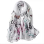Hangzhou hot sale lady elegant 100% silk scarf shawls digital Print georgette chiffon brocade scarf