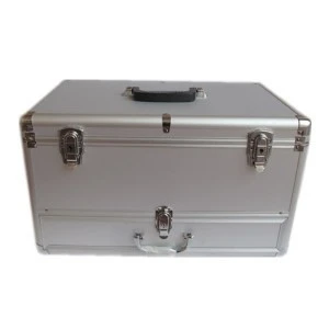 Heavy Duty Silver Large Aluminum Barber Tool Case With Drawer