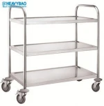 Heavybao Round Tube Hotel Stainless Steel  Trolley 3-Tiers  & Hospital Food Trolleys