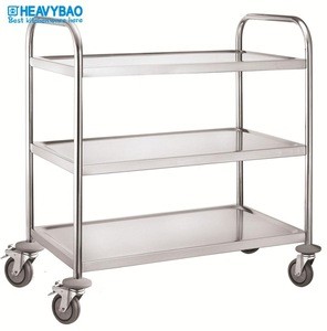 Heavybao Round Tube Hotel Stainless Steel  Trolley 3-Tiers  &amp; Hospital Food Trolleys